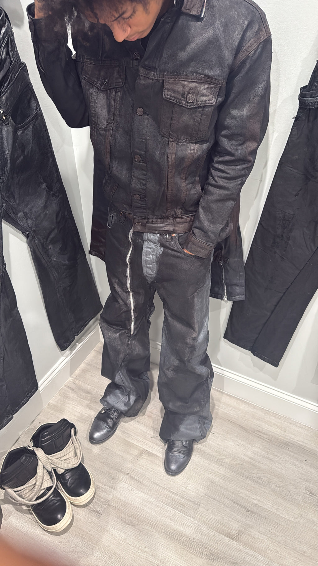 Gray & Black Waxed Denim