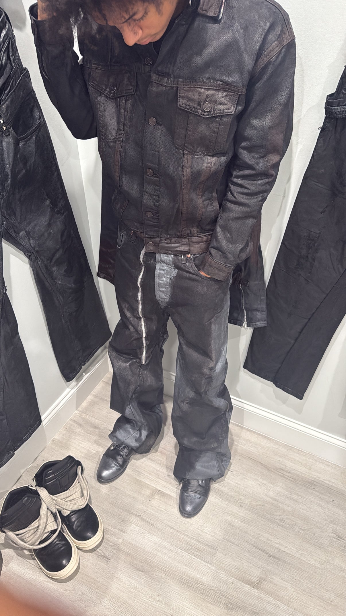 Gray & Black Waxed Denim