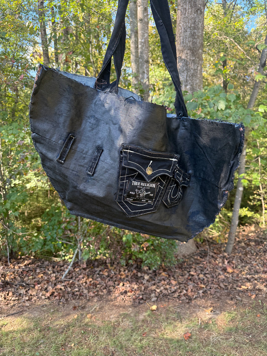 Waxed Upcycled True Religion Tote Bag