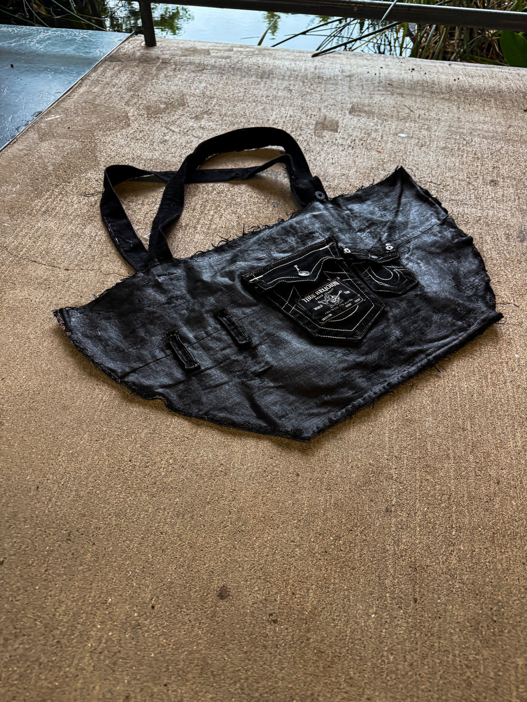 Waxed Upcycled True Religion Tote Bag